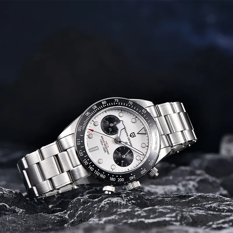 Pagani Design PD-1718 Black Bay Chrono White Dial Men's Watch